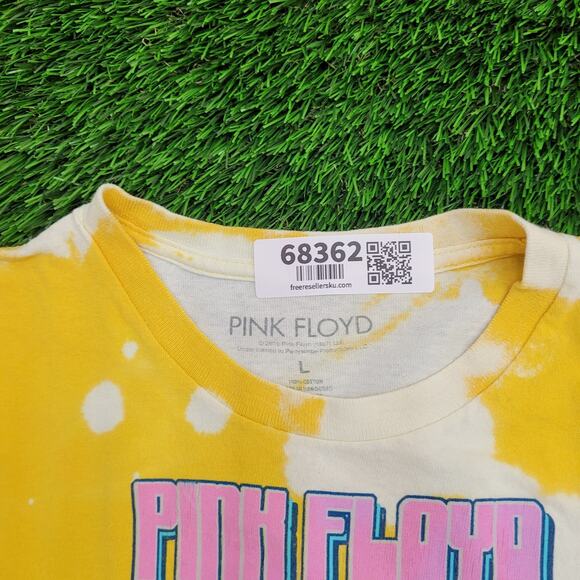 Pink-Floyd Cropped Shirt Womens Large 22x17 Yellow White - Picture 9 of 11
